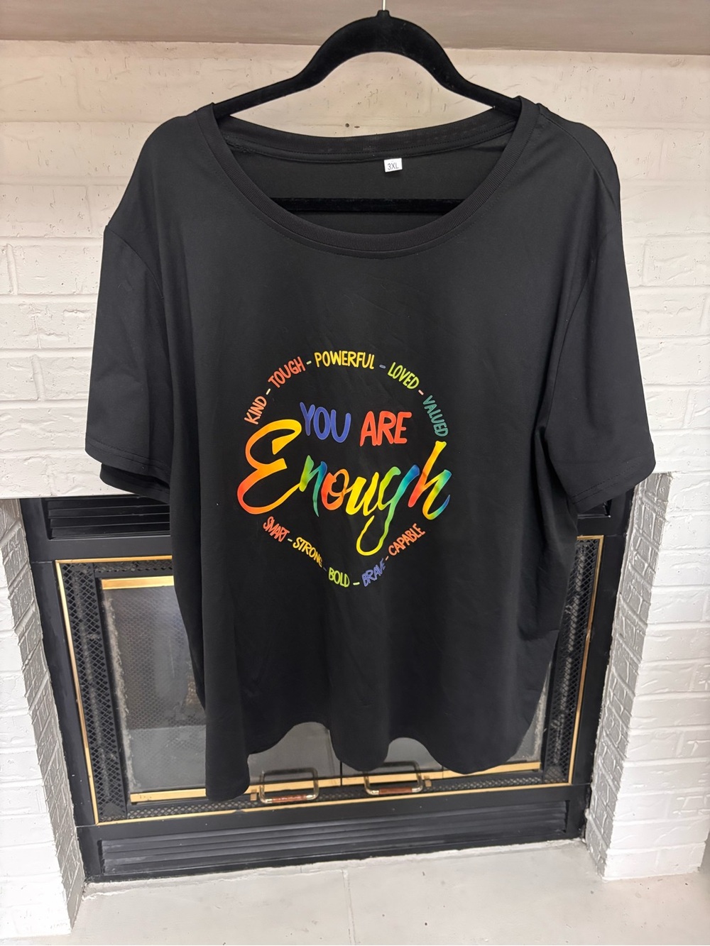 Black 'You Are Enough' Short-Sleeve Graphic Tee